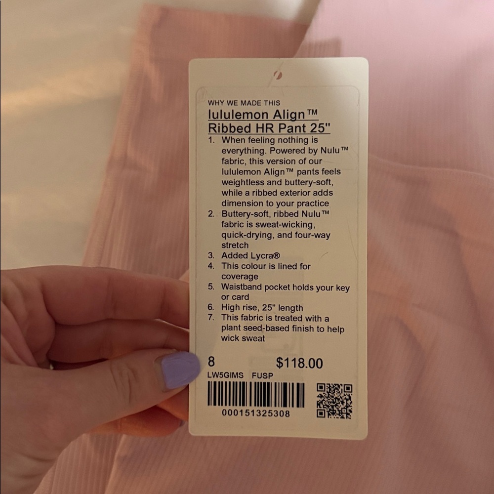 lululemon align ribbed HR 25” size 8 NWT - Picture 2 of 4
